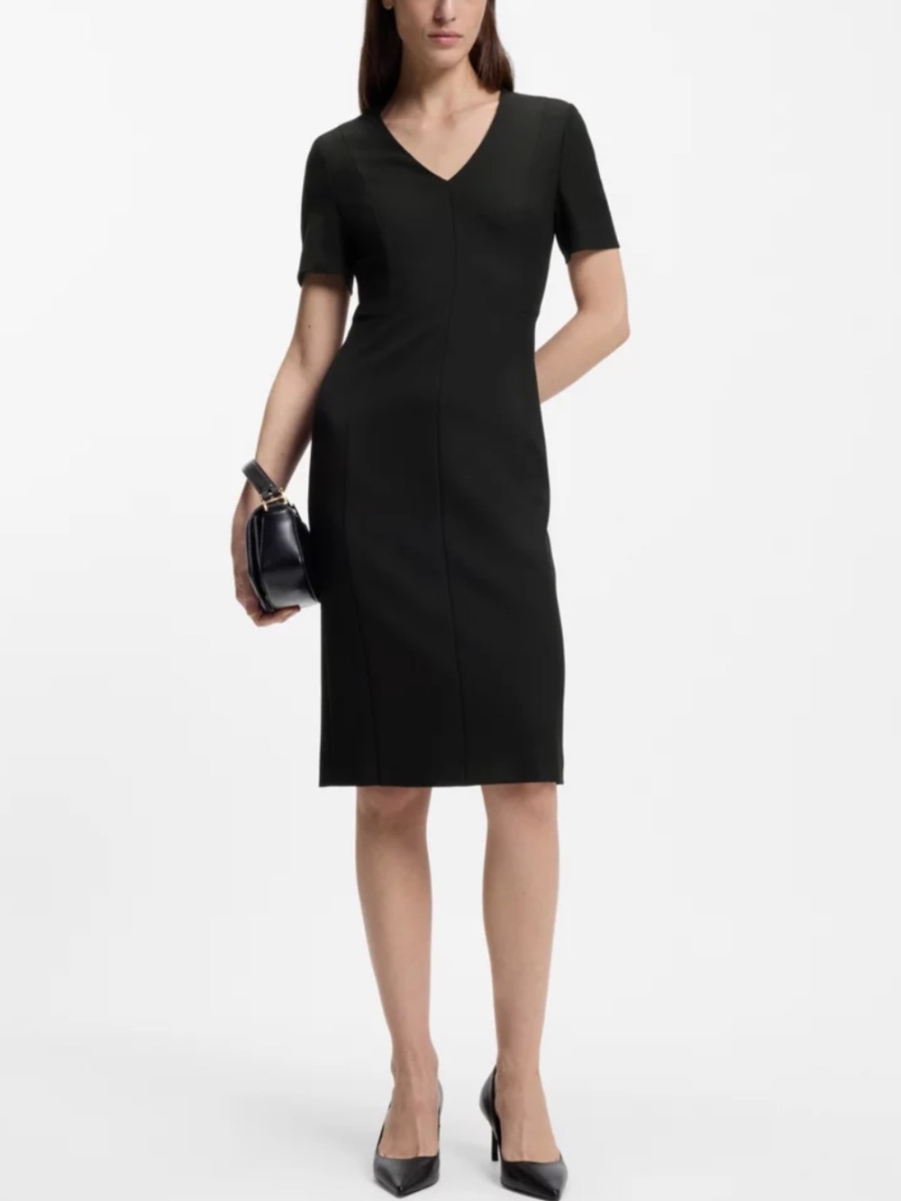 Hugo Boss V Neck Dress In Stretch Fabric
